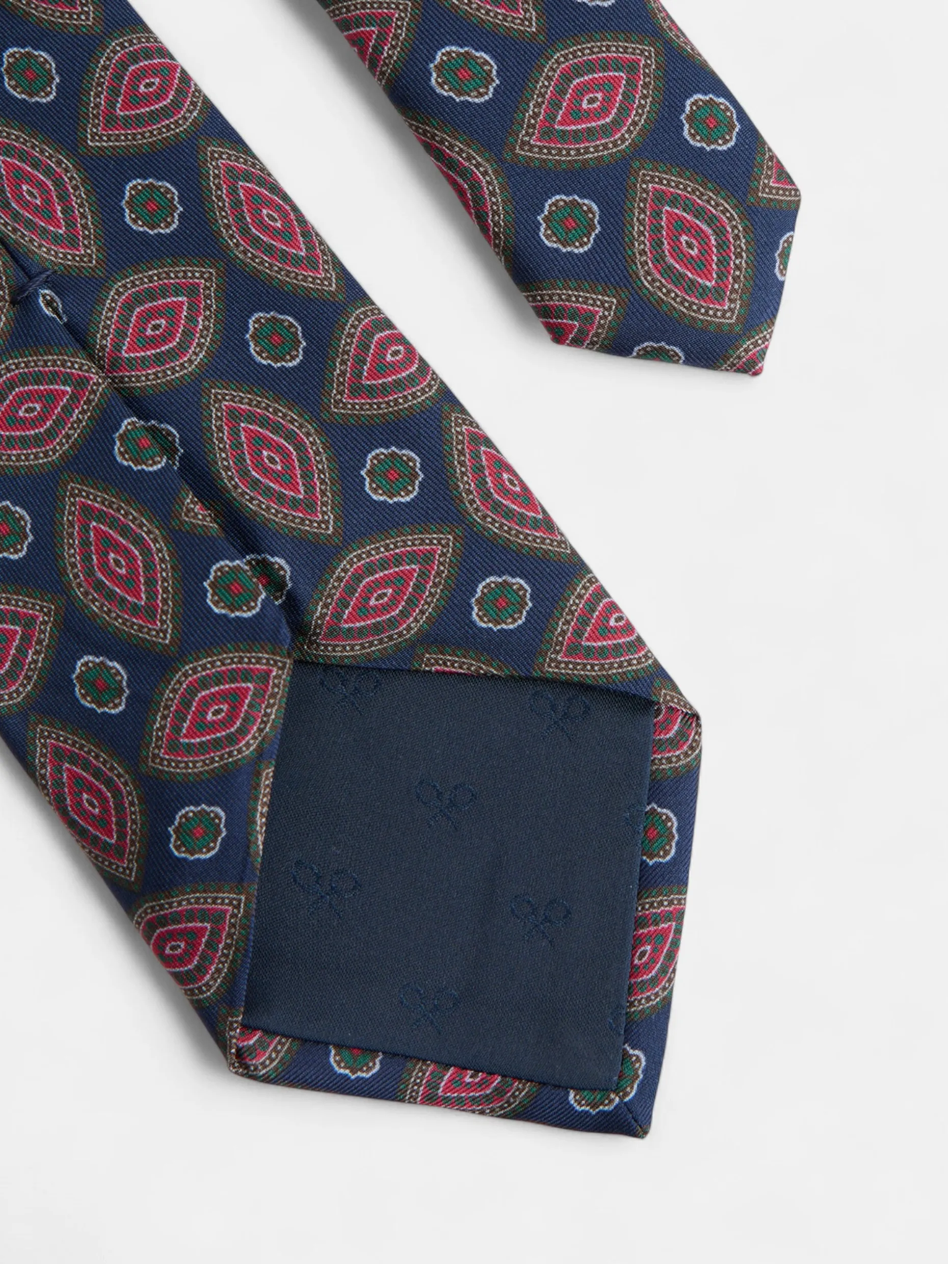 Corbata vintage motivo ovalado azul marino
