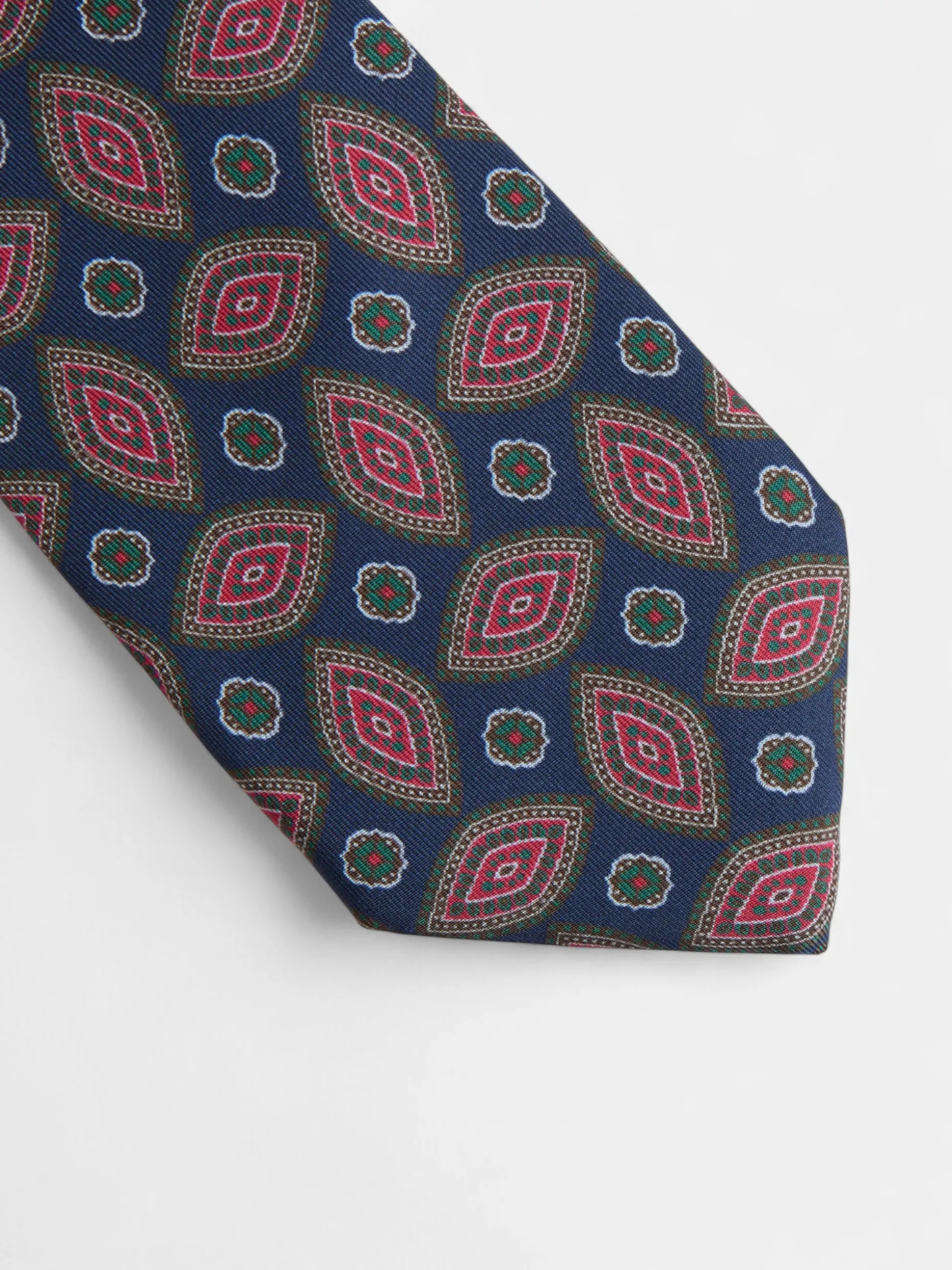 Corbata vintage motivo ovalado azul marino