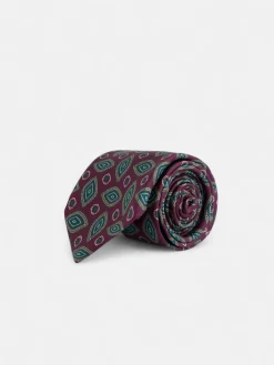 Corbata vintage motivo ovalado burdeos