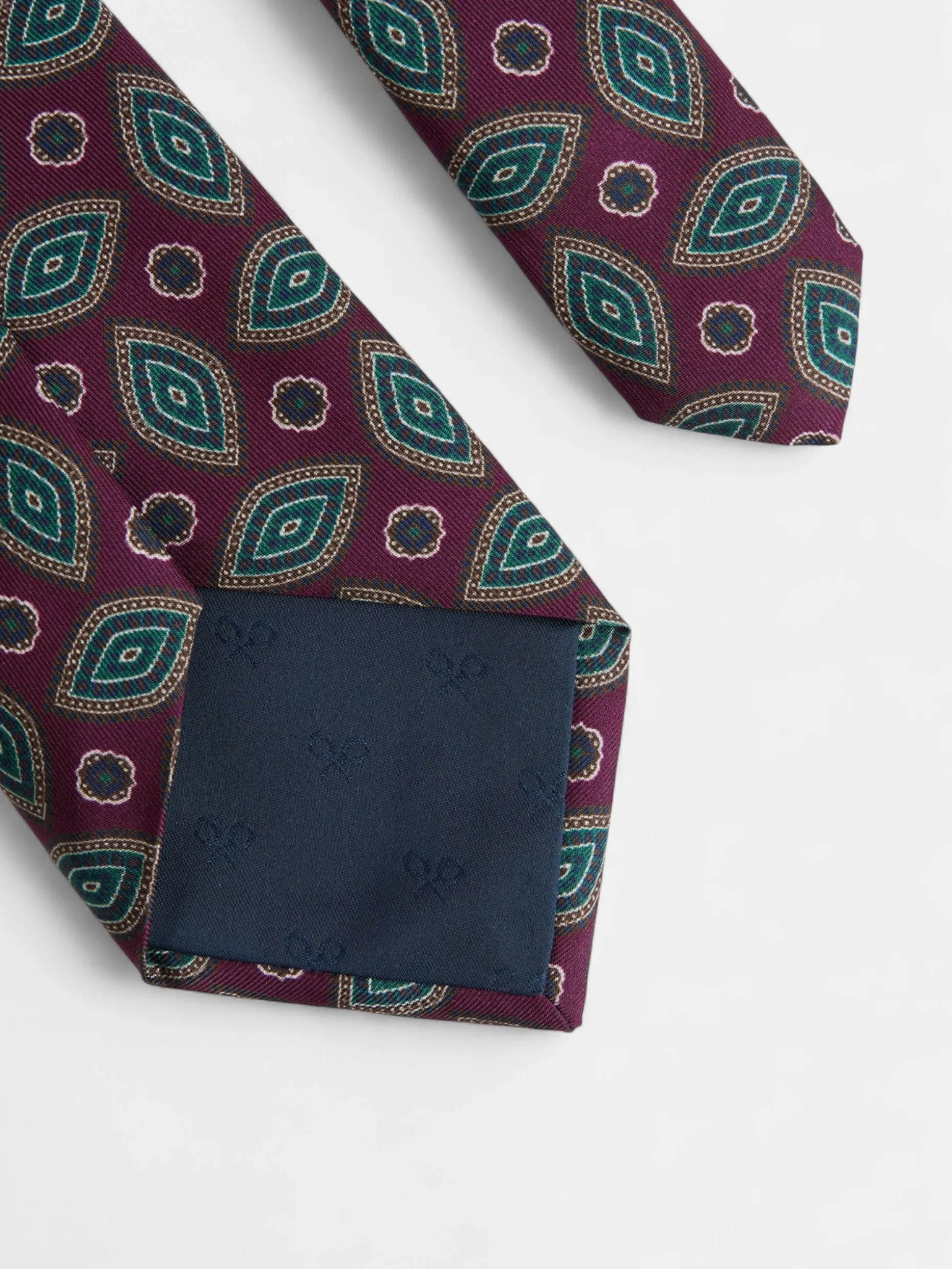 Corbata vintage motivo ovalado burdeos