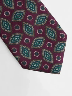 Corbata vintage motivo ovalado burdeos