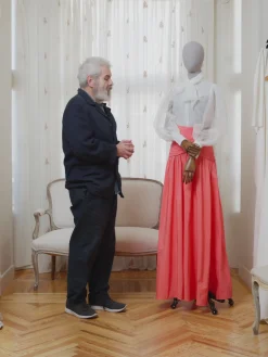 Falda CaprileXSilbon tafeta coral