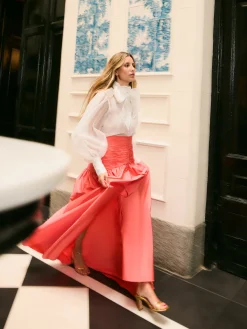 Falda CaprileXSilbon tafeta coral
