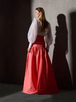 Falda CaprileXSilbon tafeta coral