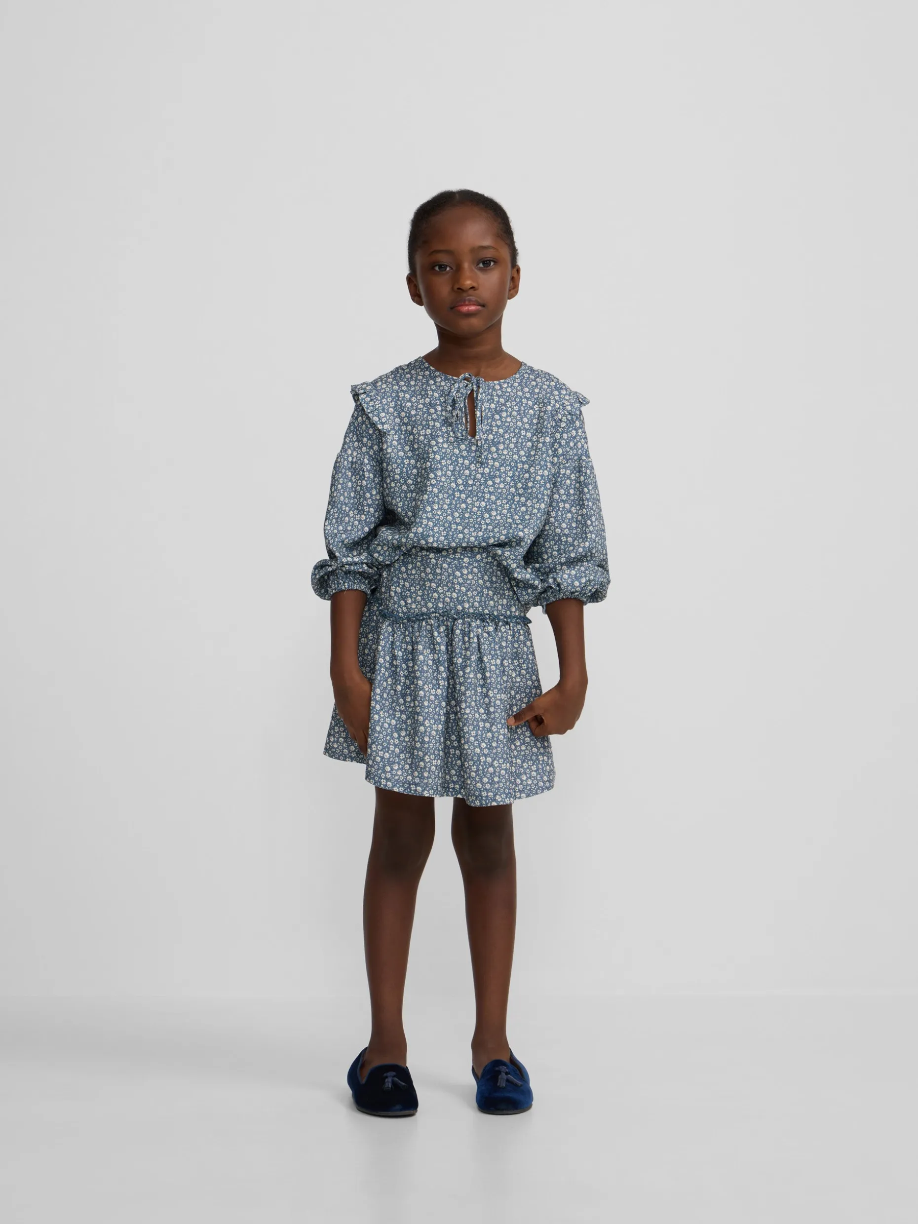 Falda girl estampado flores azul claro