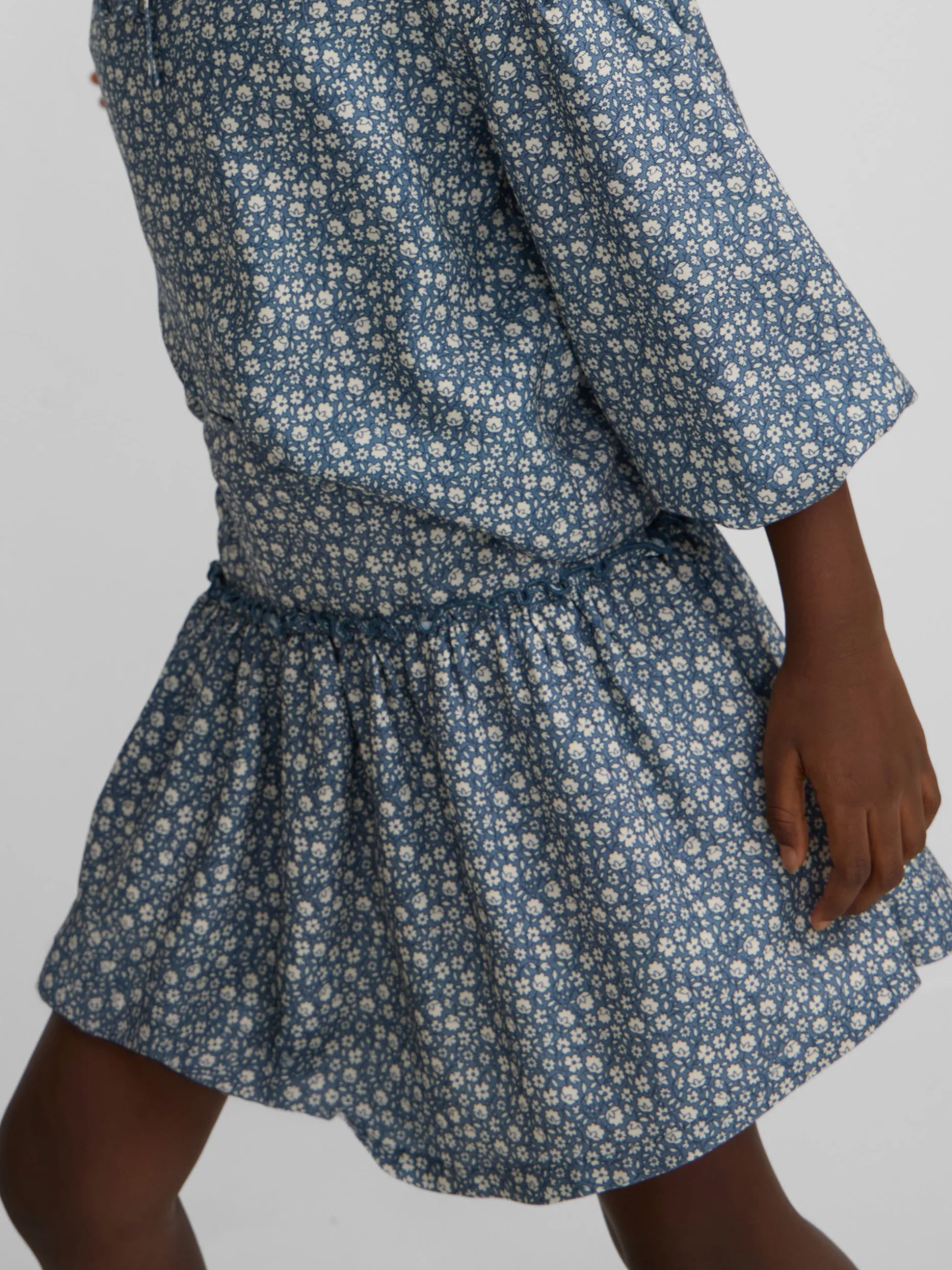 Falda girl estampado flores azul claro