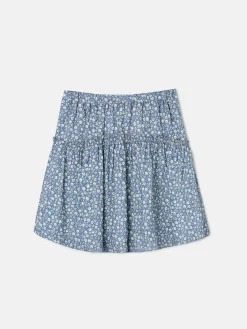Falda girl estampado flores azul claro