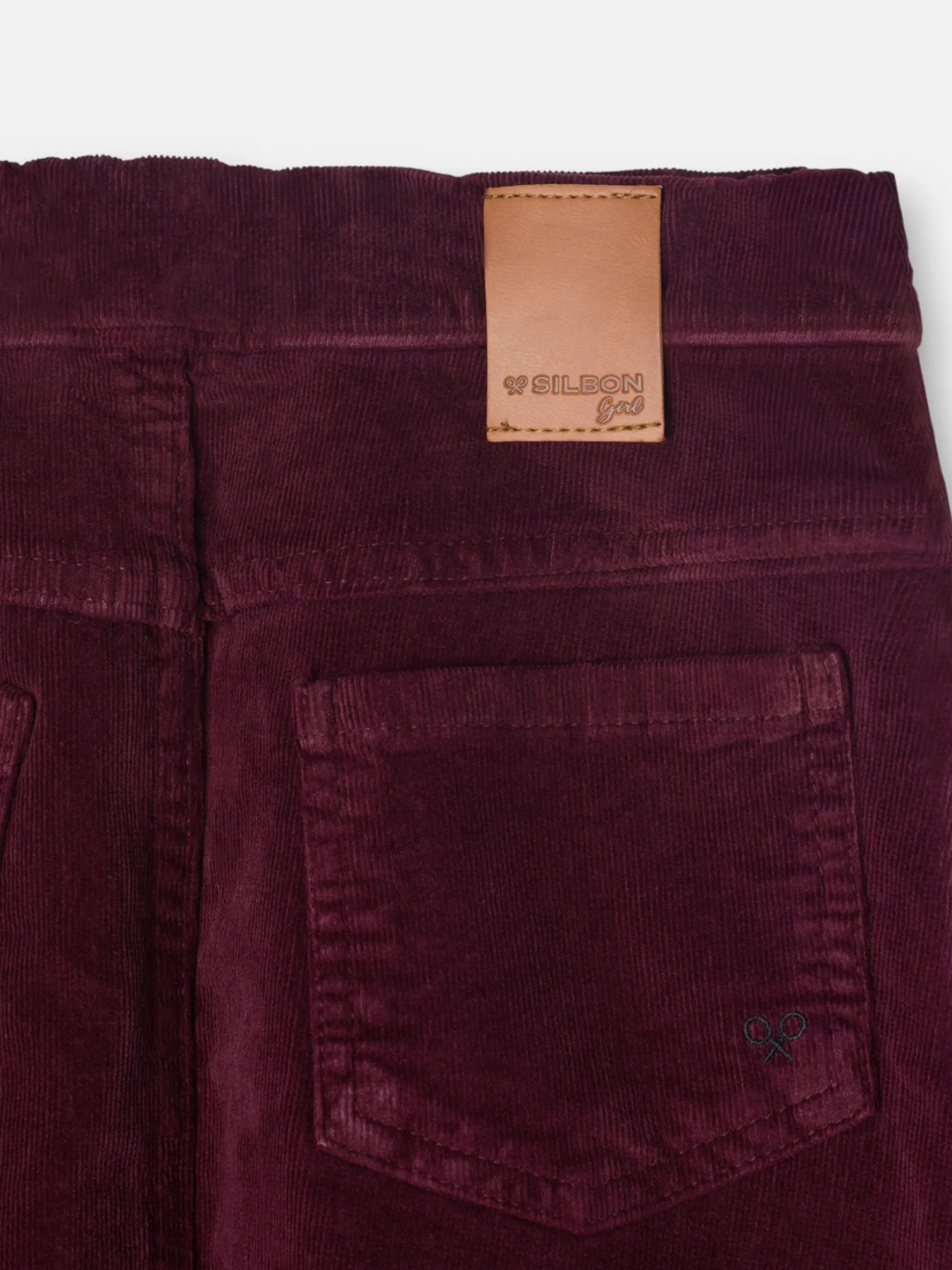 Falda girl volante pana granate