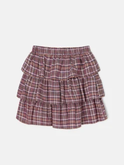 Falda girl volantes cuadros morados y rosas