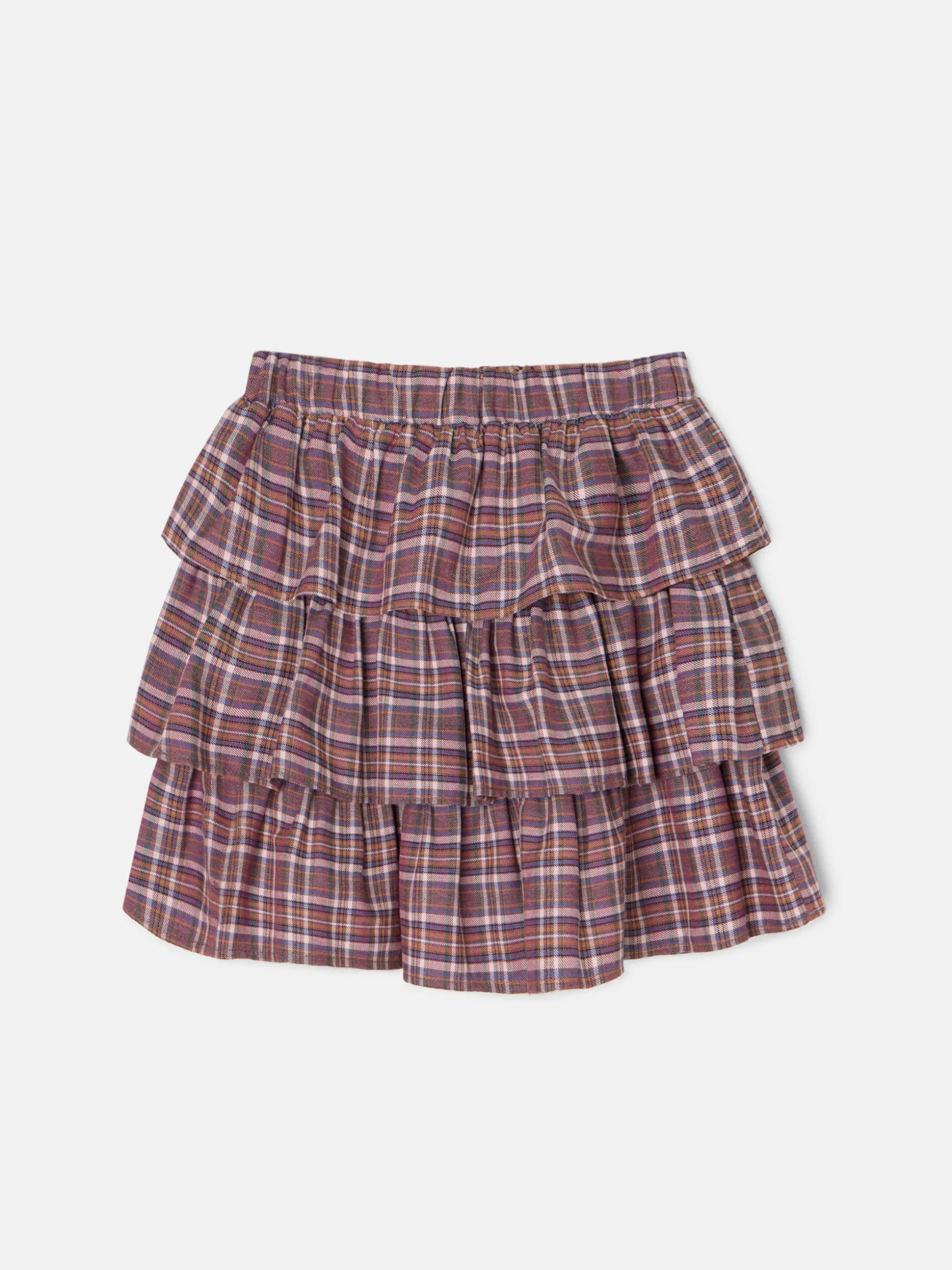 Falda girl volantes cuadros morados y rosas