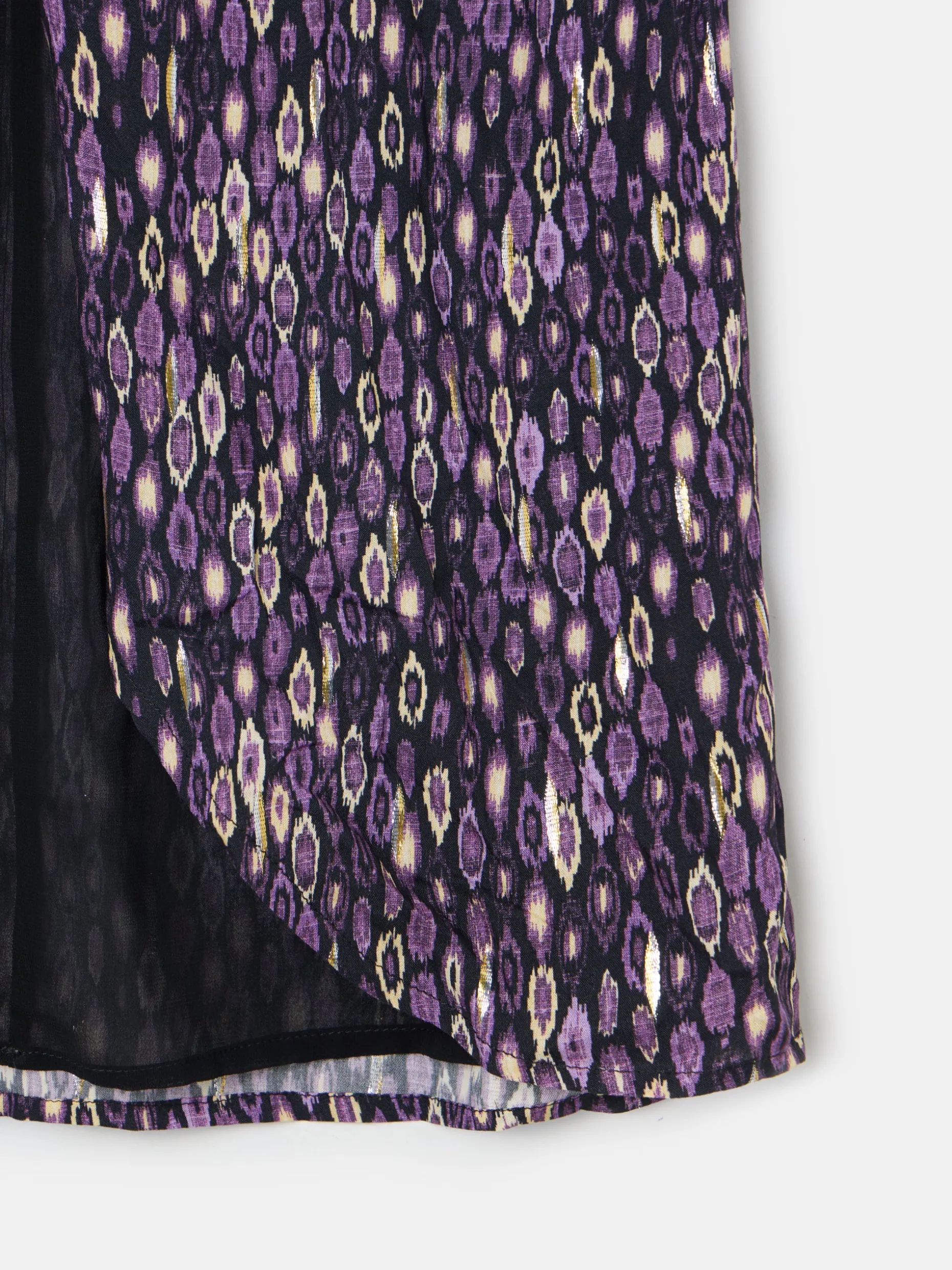 Falda midi abertura estampado ikat morados