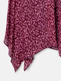 Falda midi asimetrica estampado lurex morados