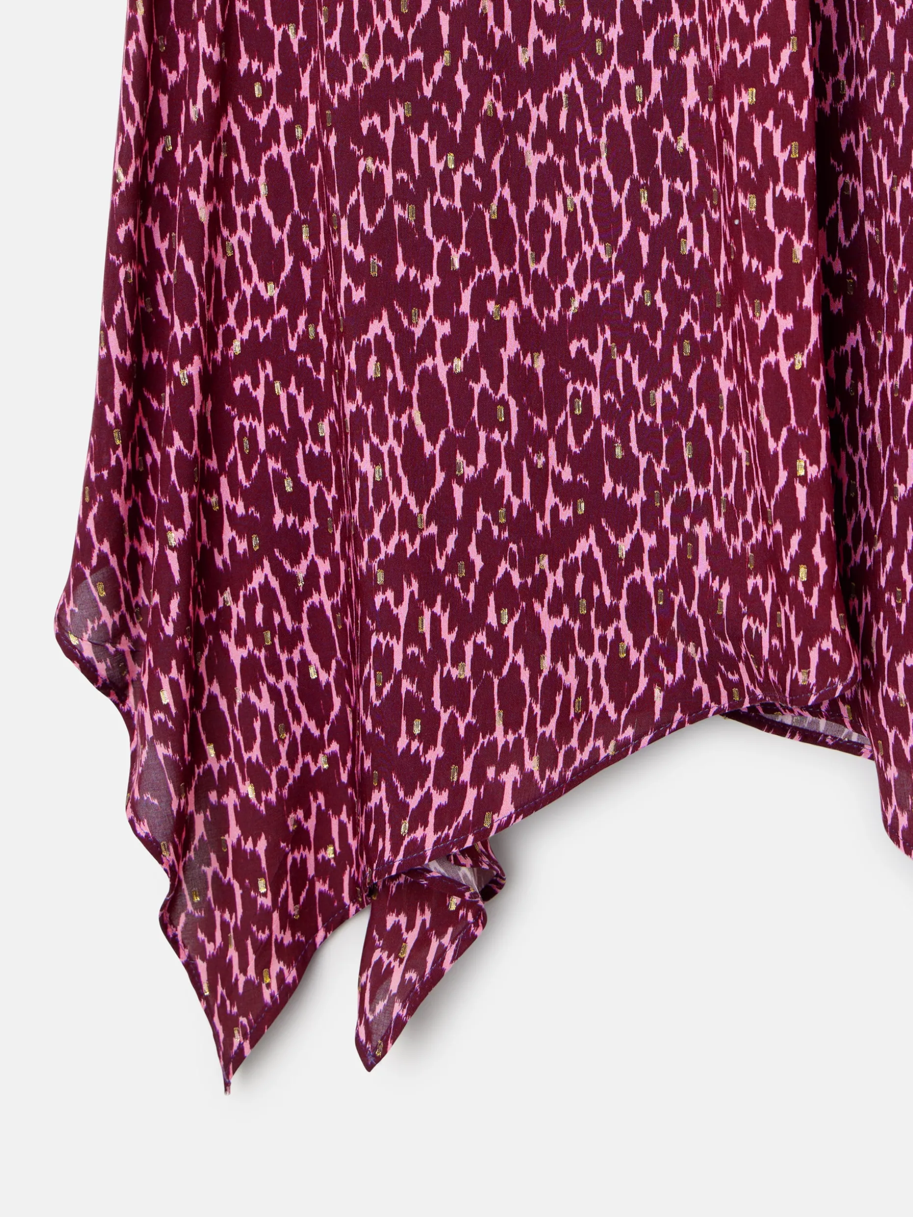 Falda midi asimetrica estampado lurex morados
