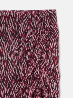 Falda midi estampado animal print burdeos