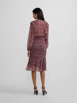 Falda midi estampado animal print burdeos
