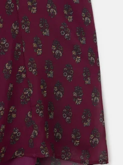 Falda midi estampado motivos burdeos