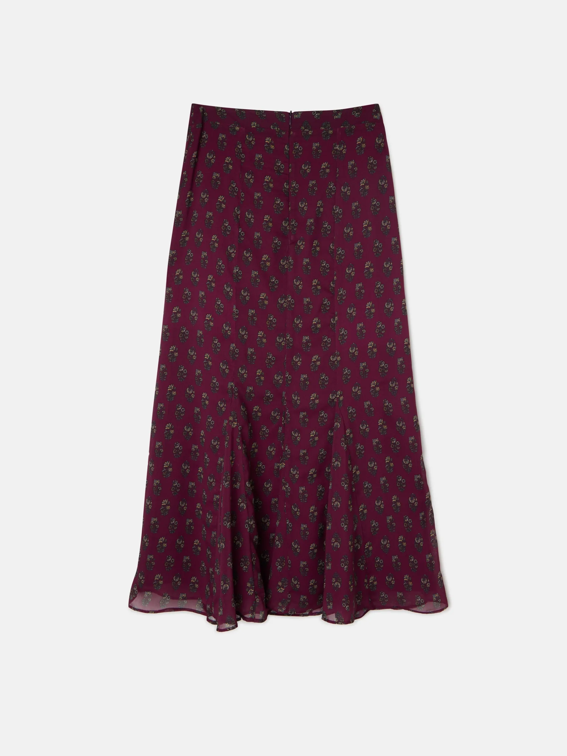 Falda midi estampado motivos burdeos