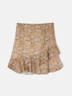 Falda mini estampado flores camel