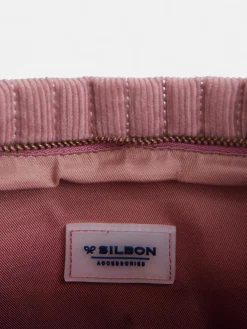 Funda portatil acolchada pana rosa