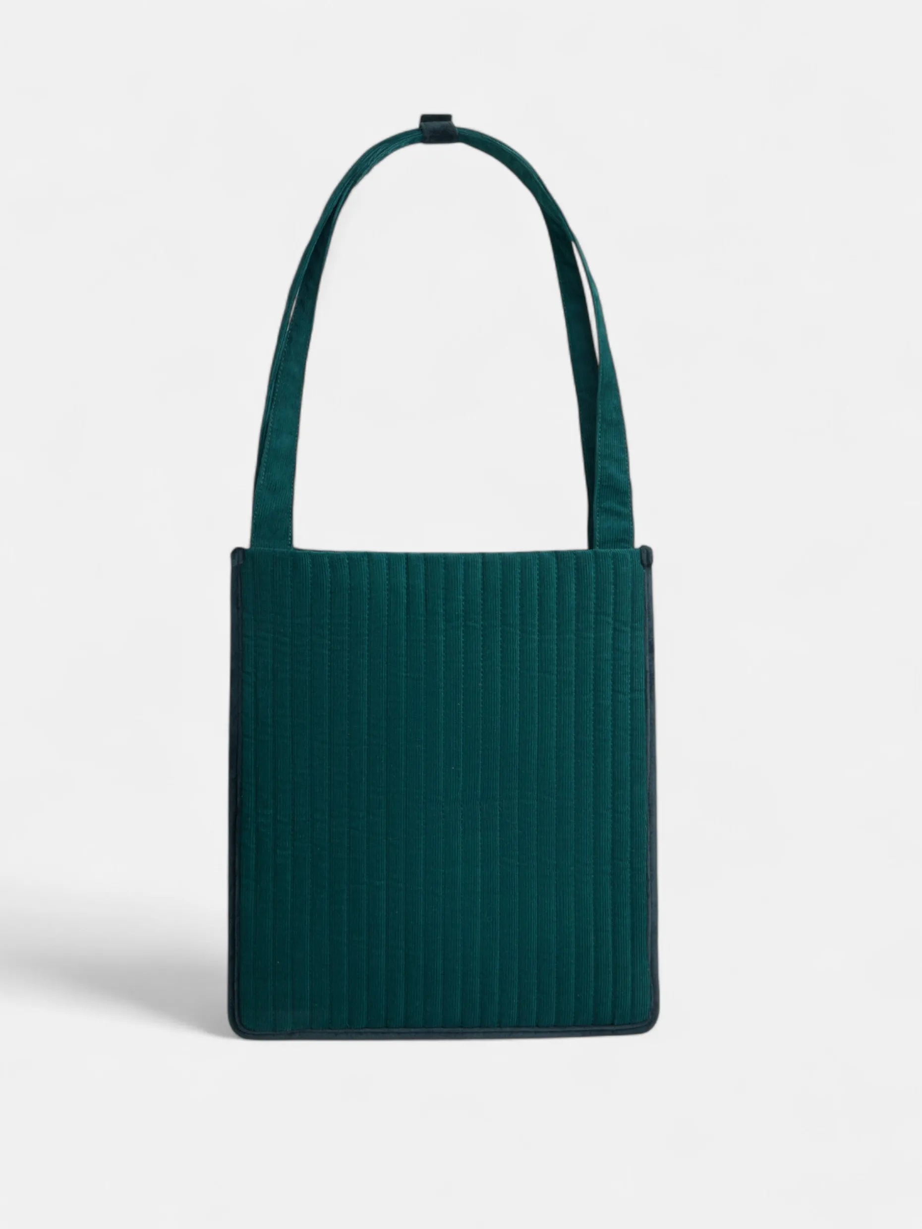Funda portatil acolchada pana verde