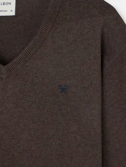 Jersey classic cuello pico marron