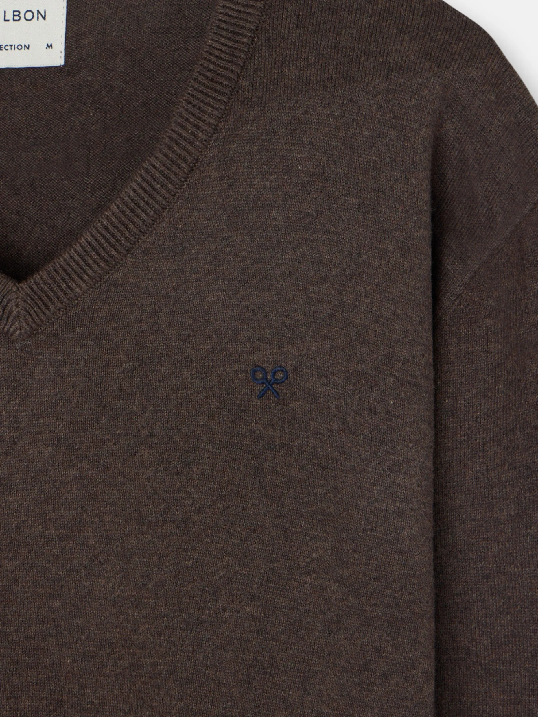 Jersey classic cuello pico marron