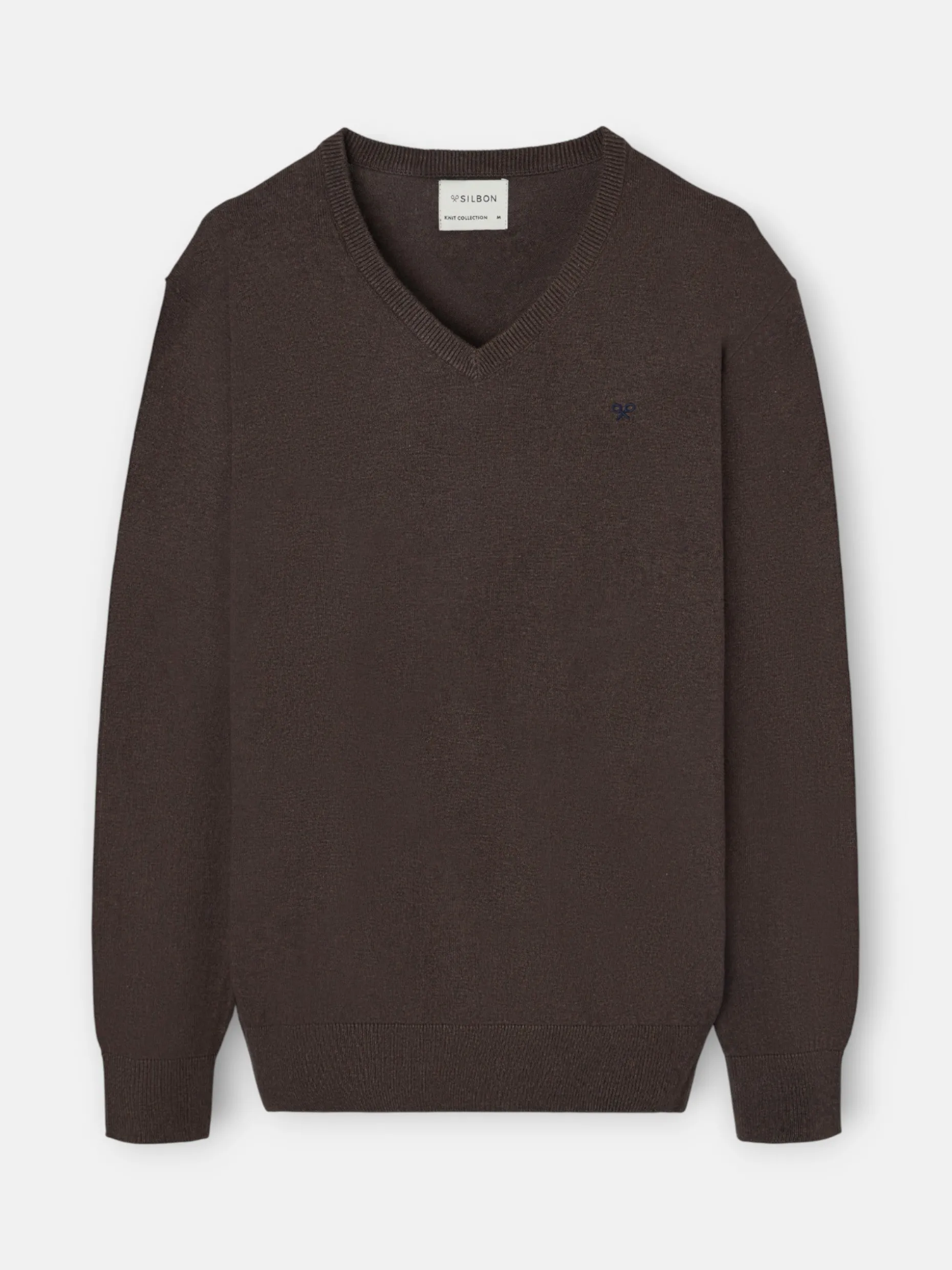 Jersey classic cuello pico marron