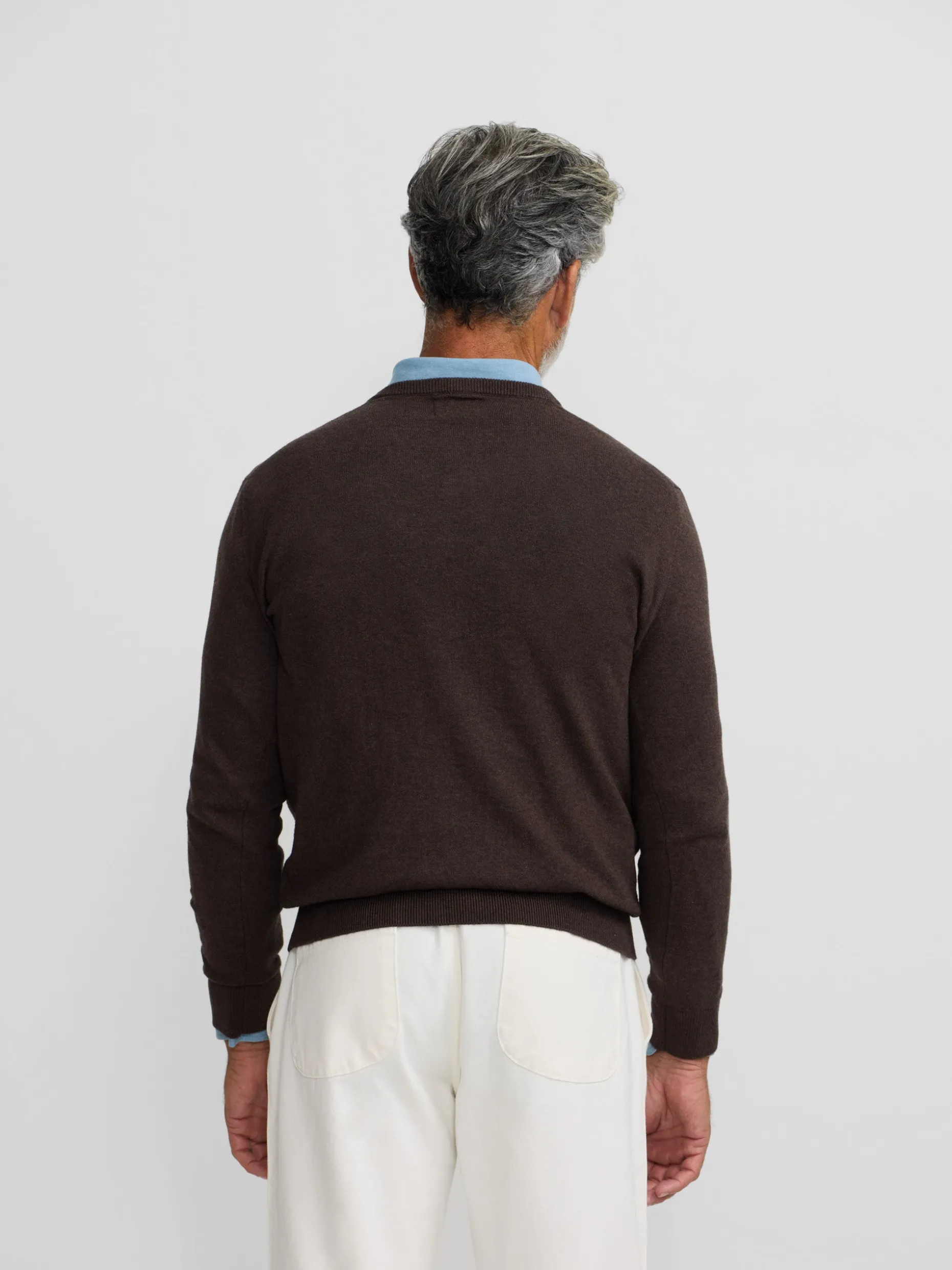 Jersey classic cuello pico marron