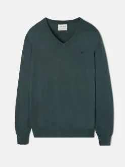 Jersey classic cuello pico verde oscuro