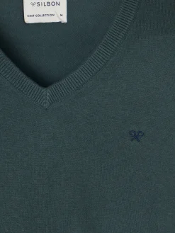 Jersey classic cuello pico verde oscuro