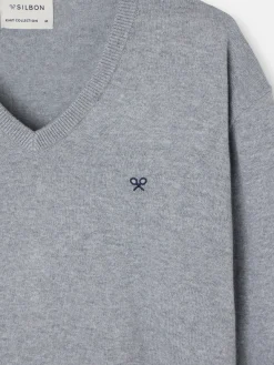 Jersey classic cuello pico gris