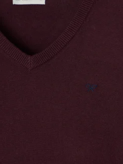 Jersey classic cuello pico burdeos