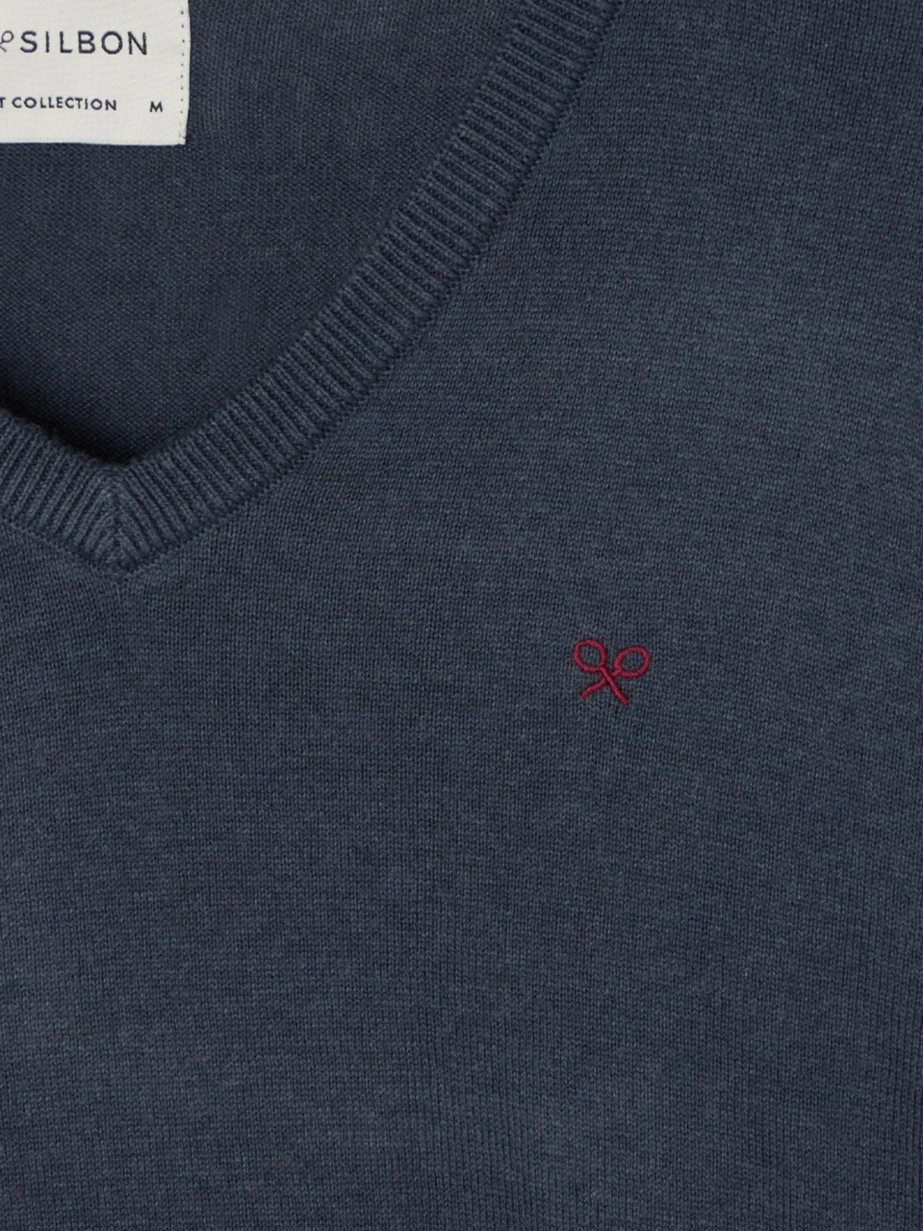 Jersey classic cuello pico azul gris