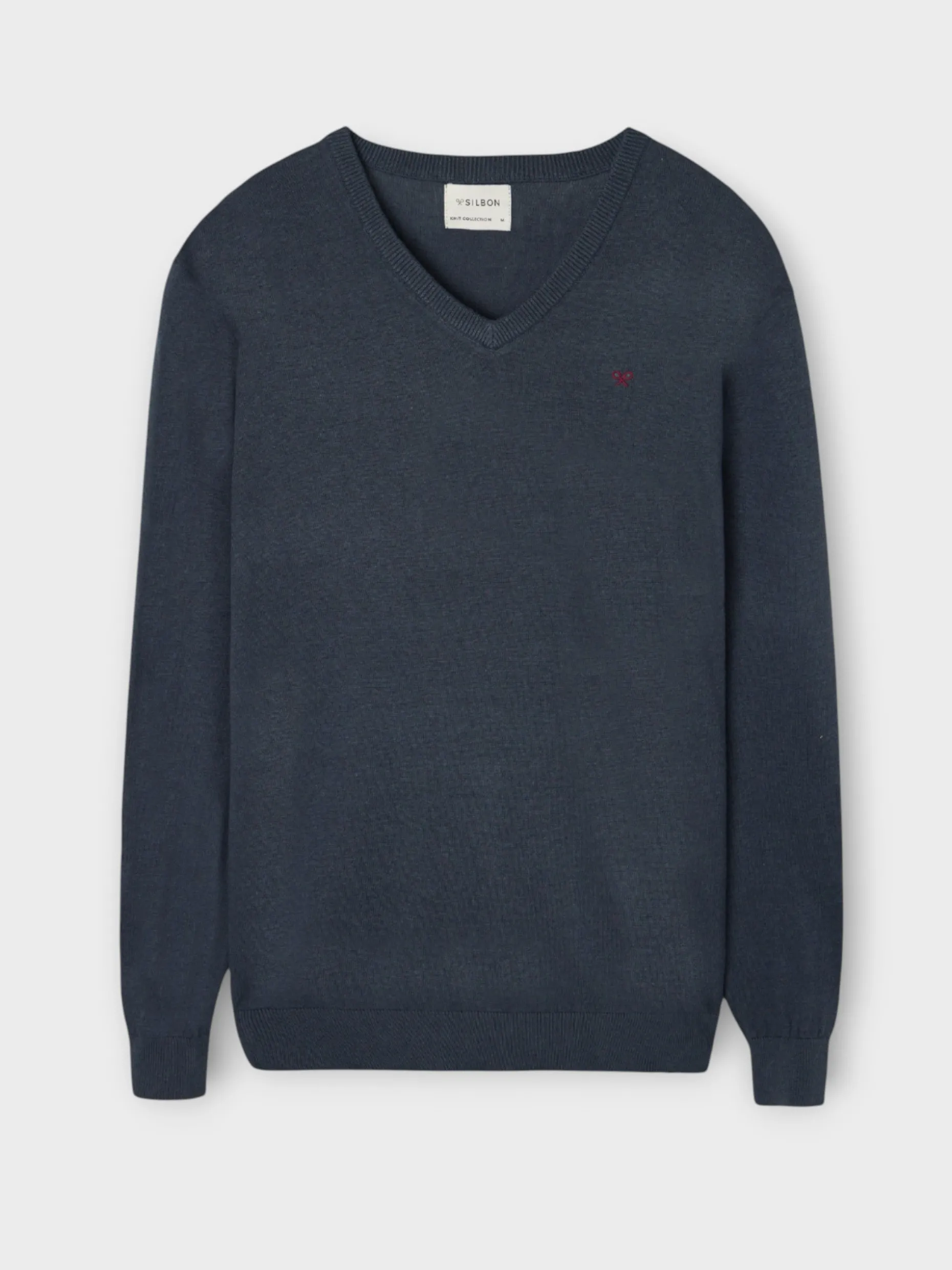 Jersey classic cuello pico azul gris