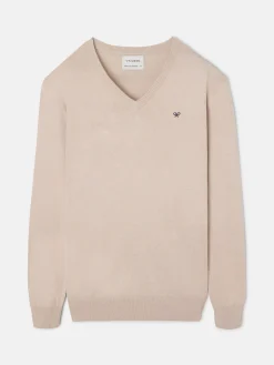 Jersey classic cuello pico beige