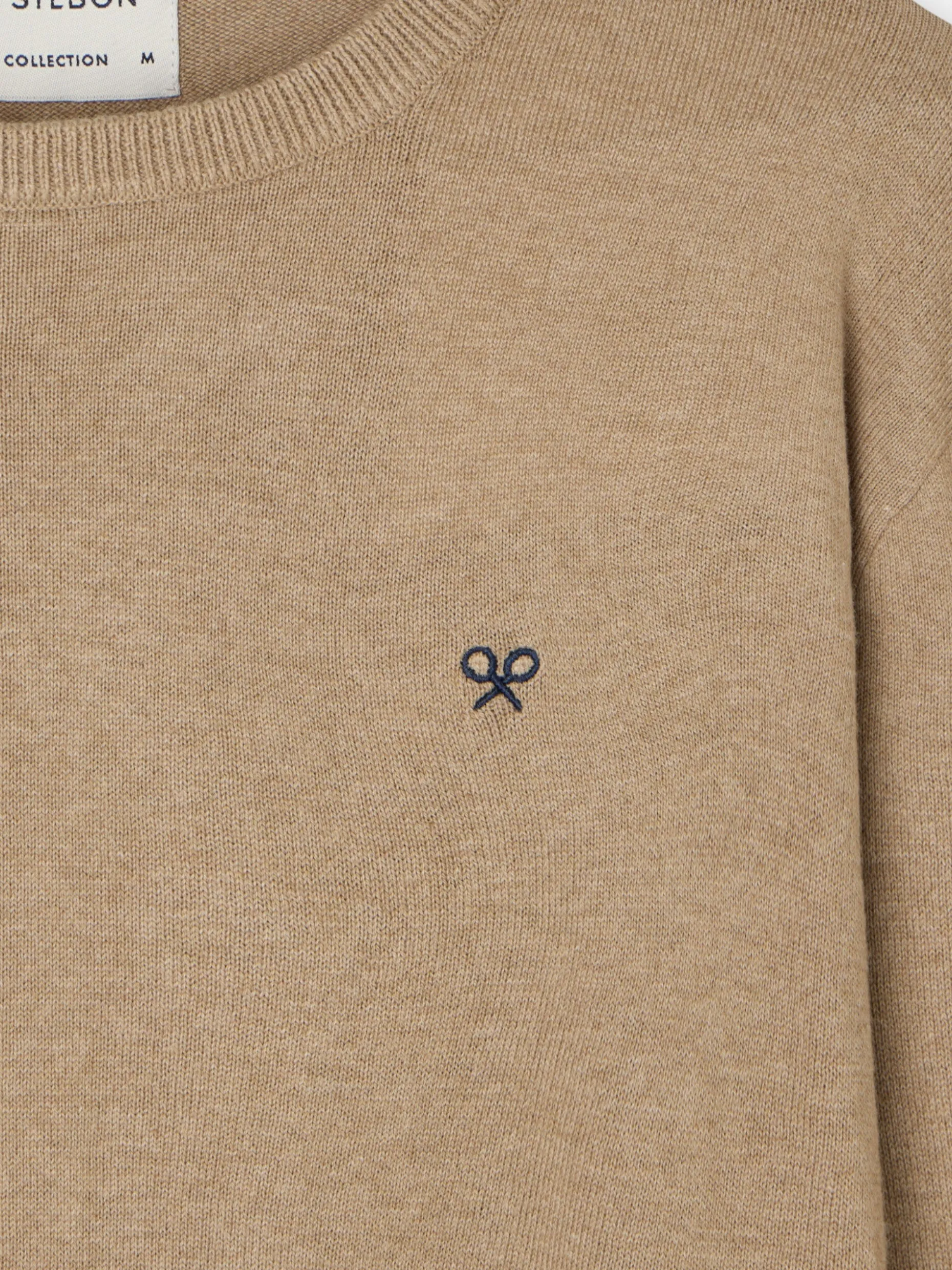 Jersey classic cuello redondo beige oscuro