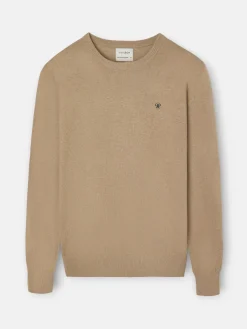 Jersey classic cuello redondo beige oscuro