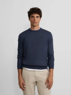 Jersey classic cuello redondo azul gris