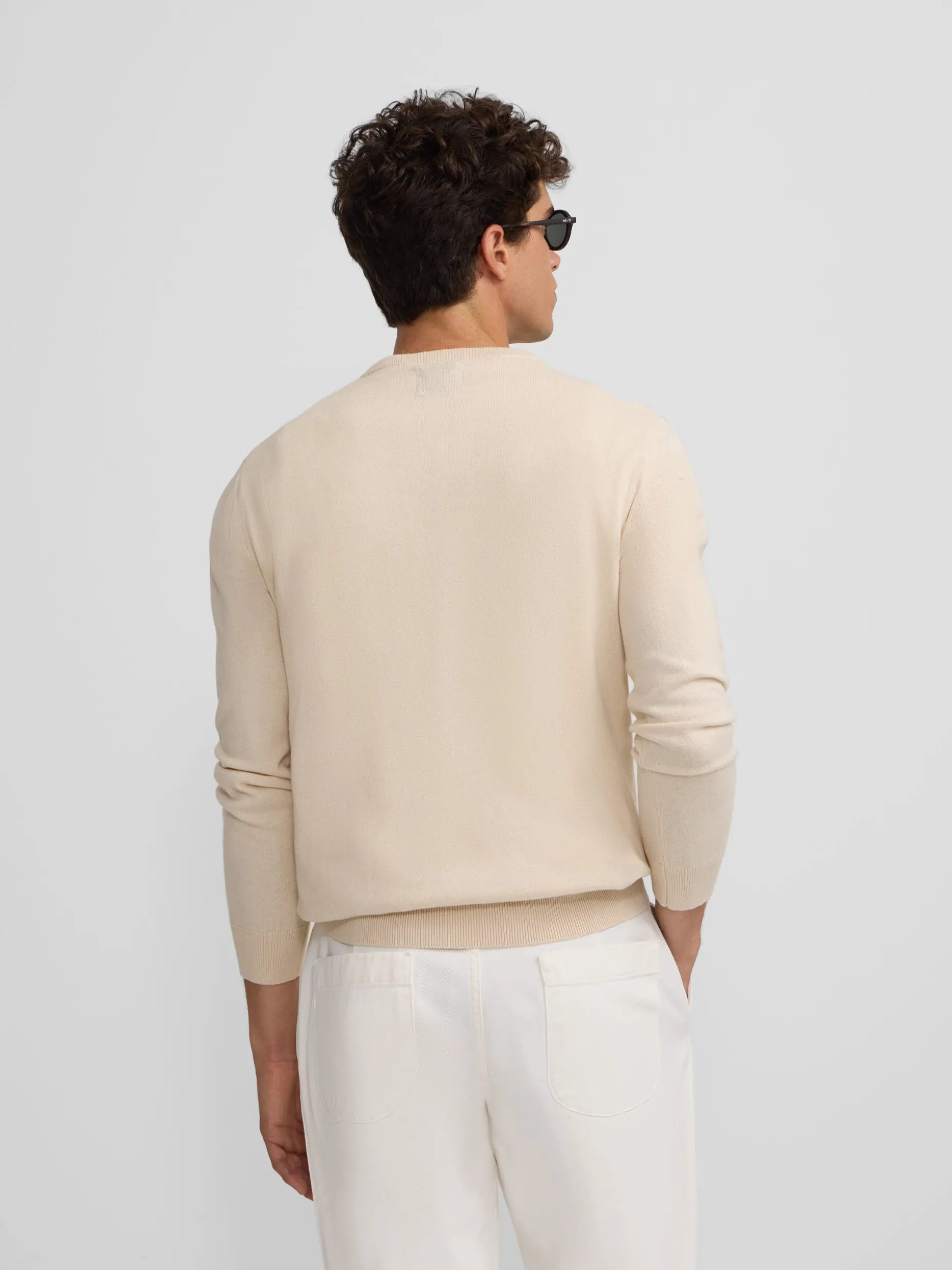 Jersey classic cuello redondo beige claro