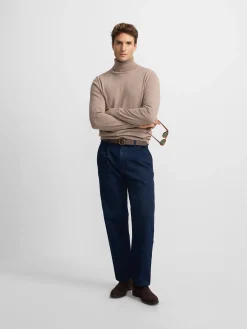 Jersey classic cuello vuelto marron claro