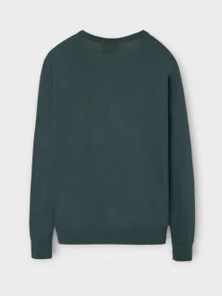 Jersey cuello pico retro verde oscuro
