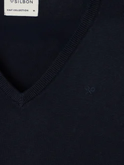 Jersey cuello pico retro azul marino