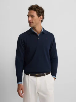 Jersey cuello polo azul marino