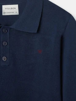 Jersey cuello polo azul marino