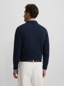 Jersey cuello polo azul marino