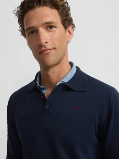 Jersey cuello polo azul marino
