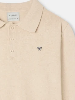 Jersey cuello polo beige