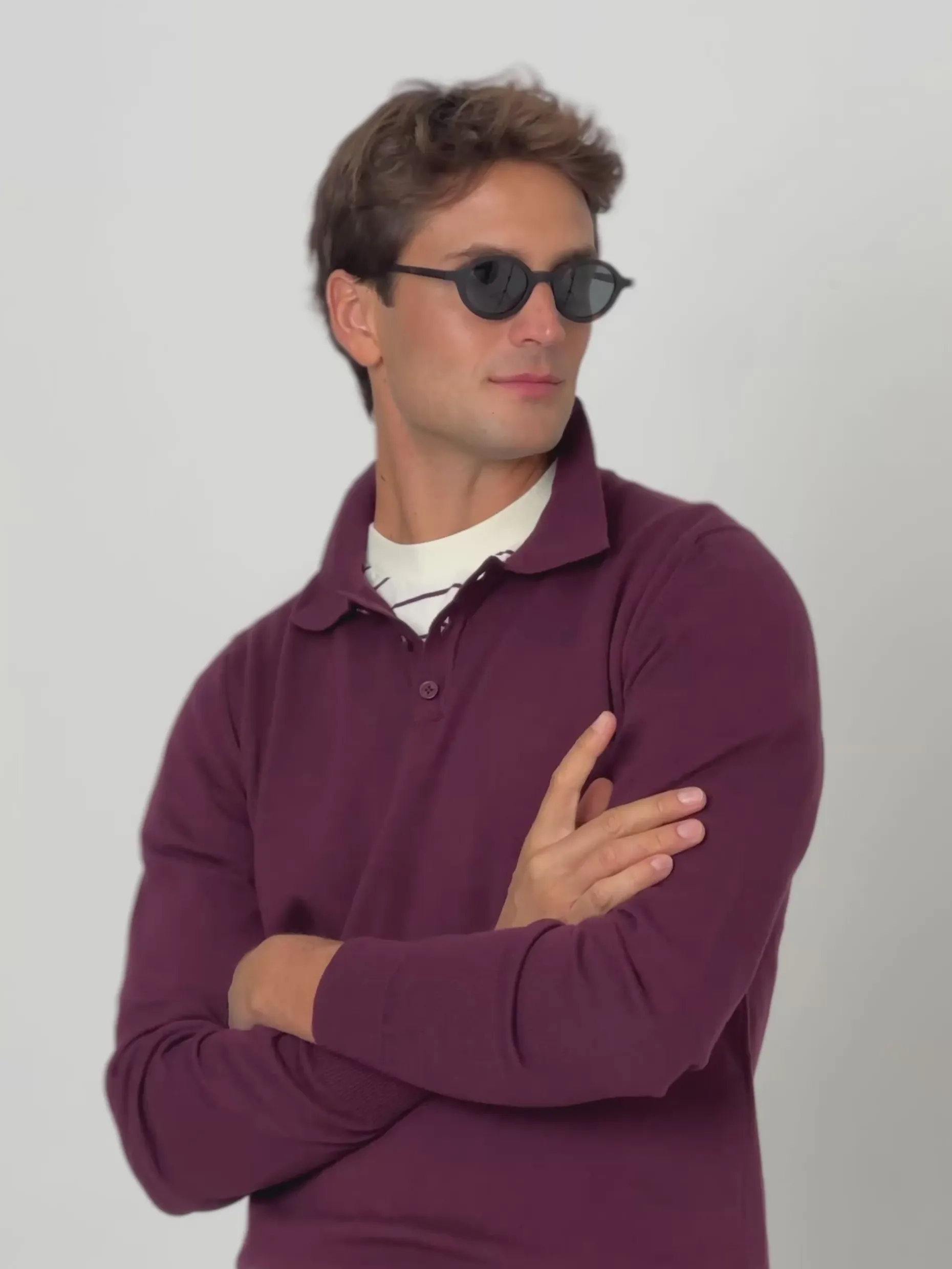 Jersey cuello polo burdeos