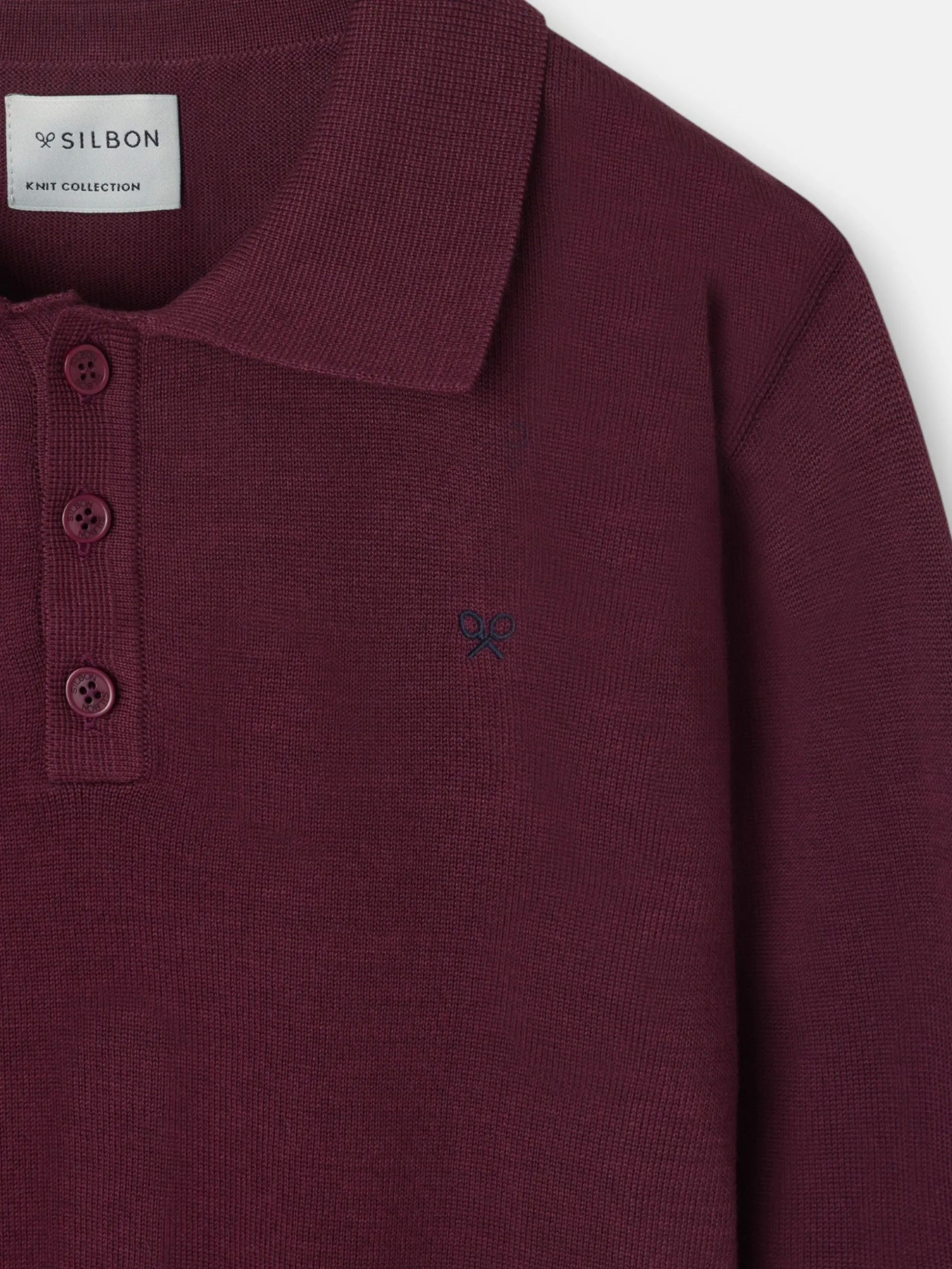 Jersey cuello polo burdeos