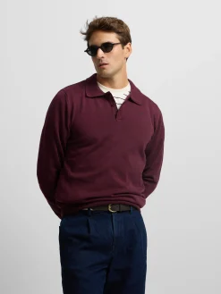 Jersey cuello polo burdeos
